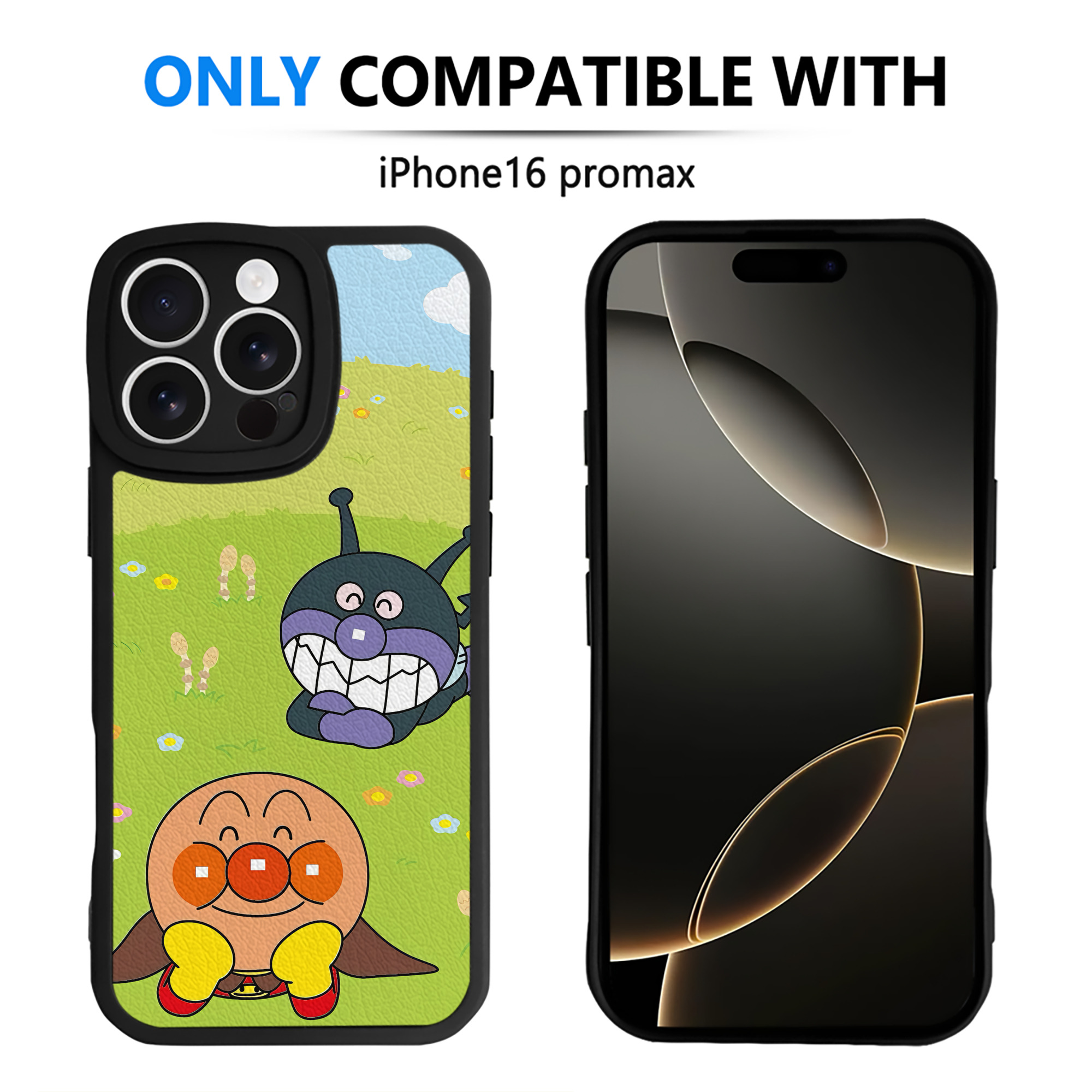 （画像用） アンパンマン Anpanman 【iPhone 16シリーズ対応】シリコンスマホケース（レザー調） 材質：シリコン